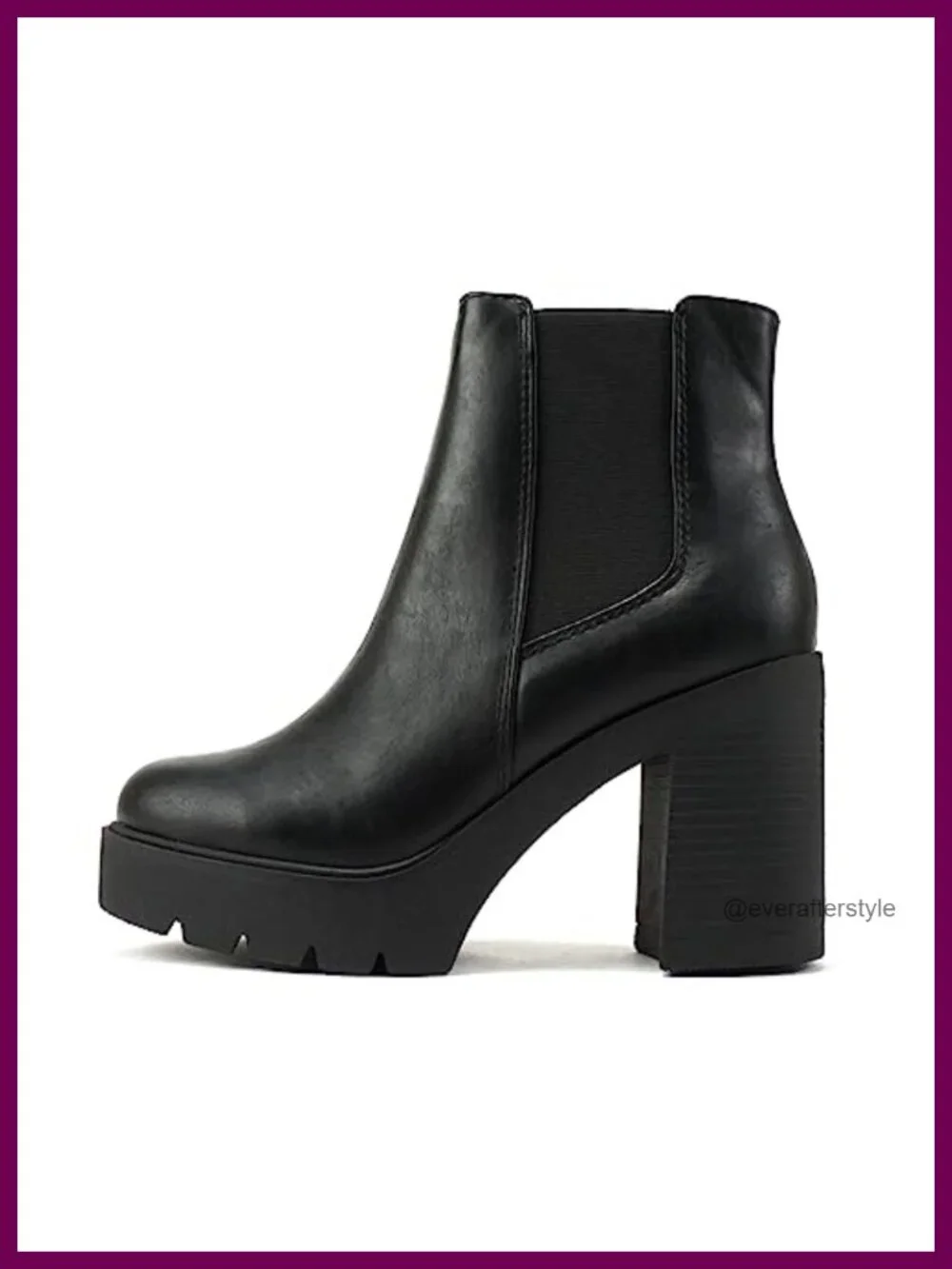 Women Lug Sole High Heel Chelsea Ankle Bootie Double Elastic Gore Pull-On